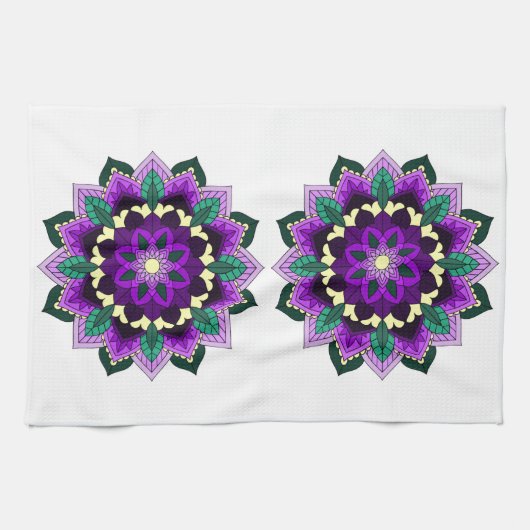 Mandala Muster 02 in lila Geschirrtuch (Horizontal)