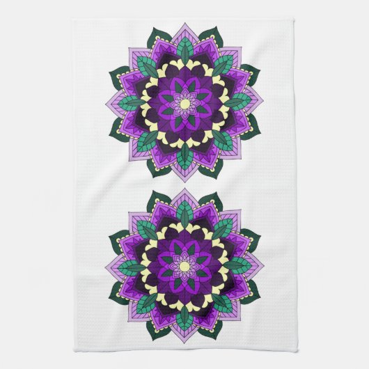 Mandala Muster 02 in lila Geschirrtuch (Vertikal)