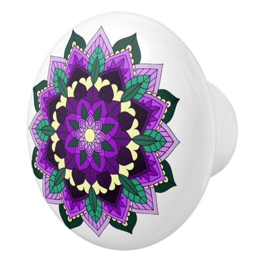 Mandala Muster 02 in lila Keramikknauf (Rechts)
