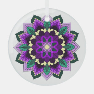 Mandala Muster 02 in lila Ornament Aus Glas