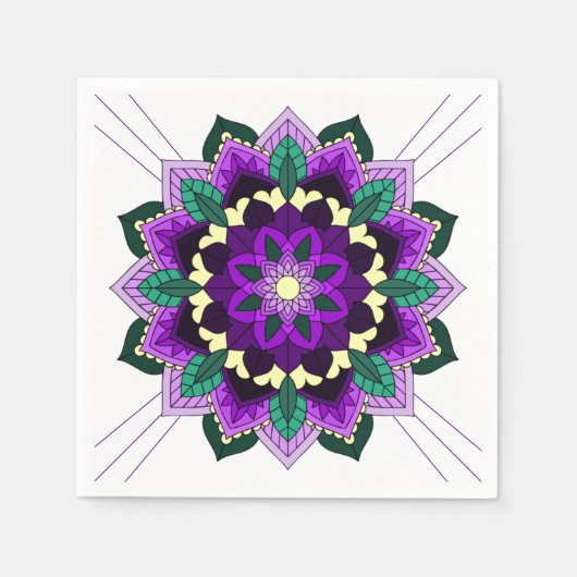 Mandala Muster 02 in lila Paper Napkin Serviette (Vorderseite)