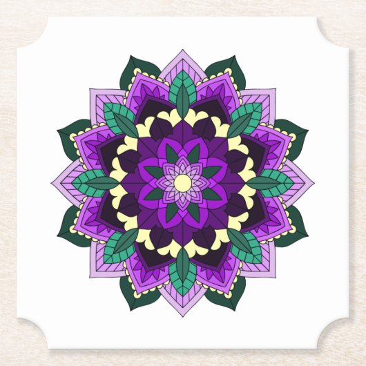 Mandala Muster 02 in lila Paper Untersetzer (Vorderseite)
