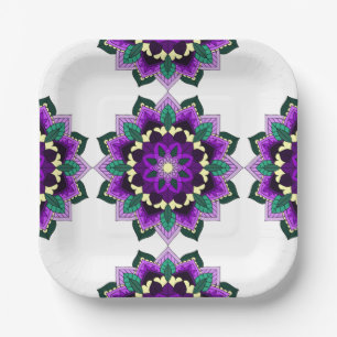 Mandala Muster 02 in lila Papierplatte Pappteller