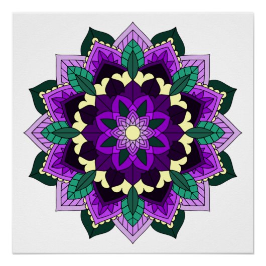 Mandala Muster 02 in lila Poster (Vorderseite)