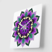 Mandala Muster 02 in lila Quadratische Wanduhr (Winkel)