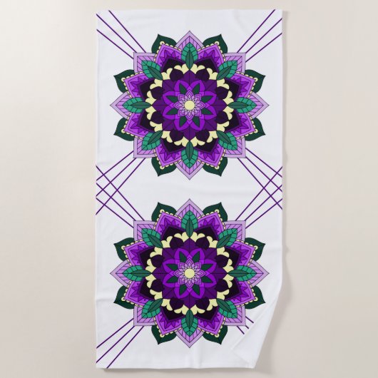 Mandala Muster 02 in lila Strandtuch (Vorderseite)