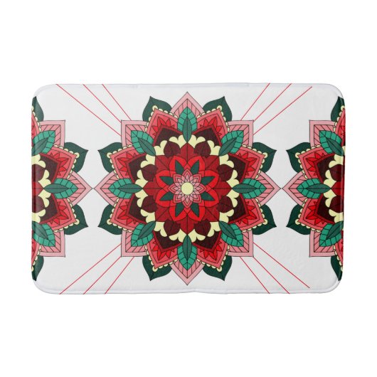 Mandala Muster 02 in Red Bath Mat Badematte (Vorderseite)