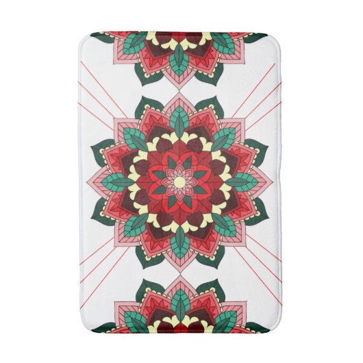 Mandala Muster 02 in Red Bath Mat Badematte (Vorderseite Vertikal)