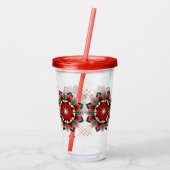 Mandala Muster 02 in rot Akrylus Tumbler Acryltrinkbecher (Rückseite)