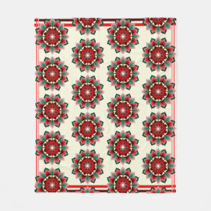 Mandala Muster 02 in rot Fleece Blanket