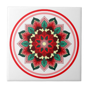 Mandala Muster 02 in rot Fliese