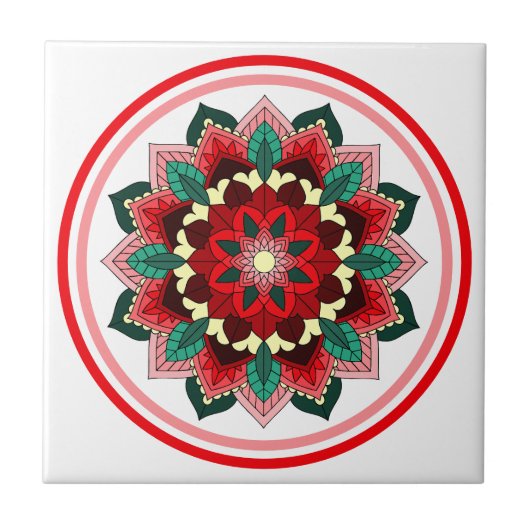 Mandala Muster 02 in rot Fliese (Vorderseite)