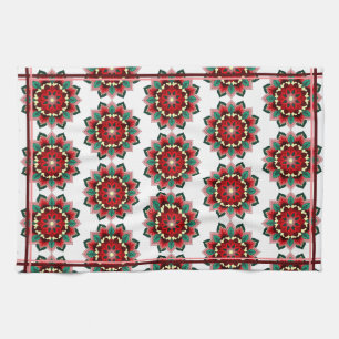 Mandala Muster 02 in rot Geschirrtuch