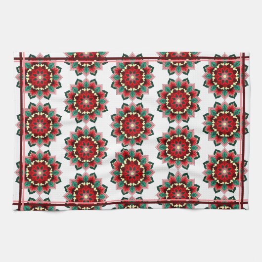 Mandala Muster 02 in rot Geschirrtuch (Horizontal)