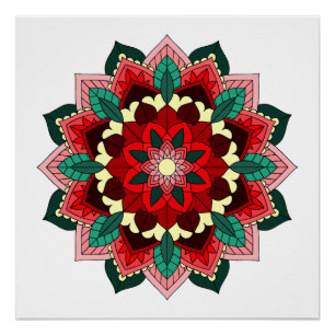 Mandala Muster 02 in rot Poster