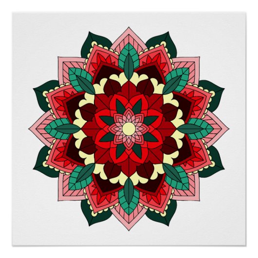 Mandala Muster 02 in rot Poster (Vorderseite)