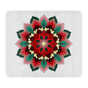 Mandala Muster 02 in rot Schneidebrett