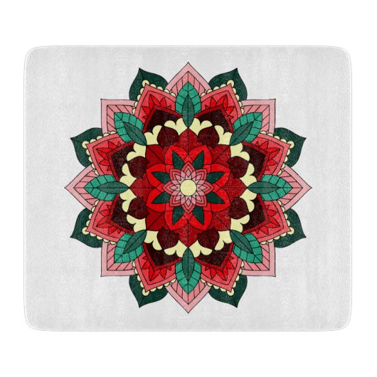 Mandala Muster 02 in rot Schneidebrett (Vorderseite)