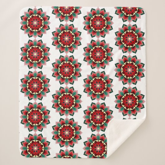 Mandala Muster 02 in rot Sherpadecke (Vorderseite)