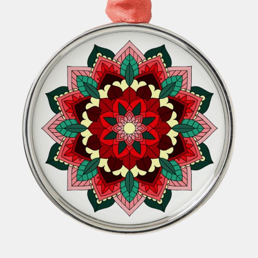 Mandala Muster 02 in rotem Metall Ornament Aus Metall (Vorne)