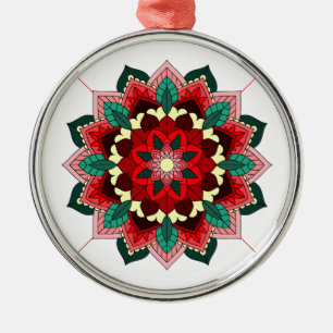 Mandala Muster 02 in rotem Metall Ornament Aus Metall