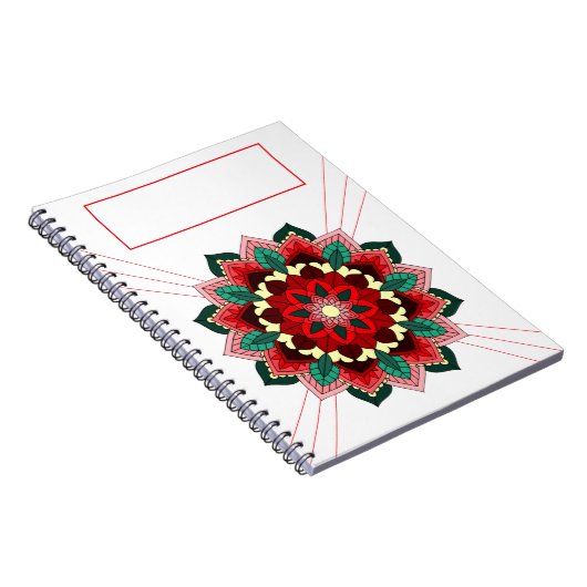 Mandala Muster 02 in rotem Notebook Notizblock (Rechte Seite)