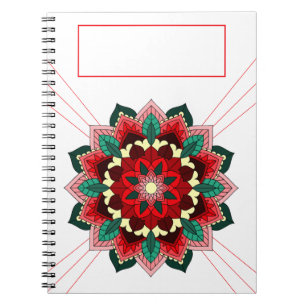Mandala Muster 02 in rotem Notebook Notizblock