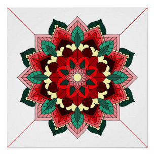 Mandala Muster 02 in rotem Poster