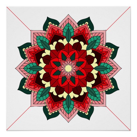 Mandala Muster 02 in rotem Poster (Vorderseite)