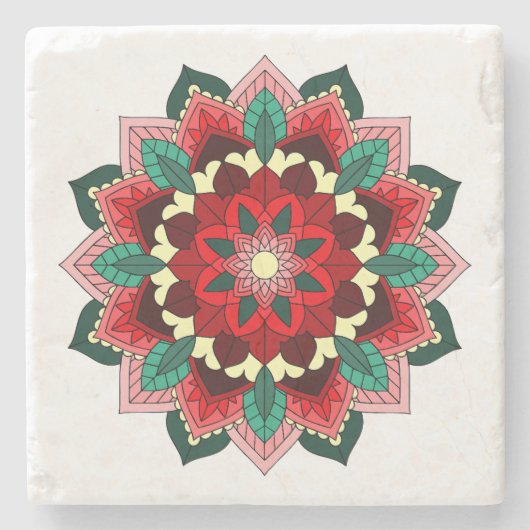 Mandala Muster 02 in rotem Stein Untersetzer (Vorderseite)