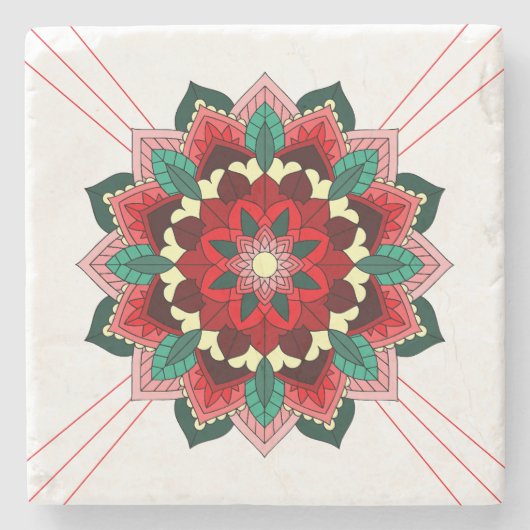 Mandala Muster 02 in rotem Stein Untersetzer (Vorderseite)