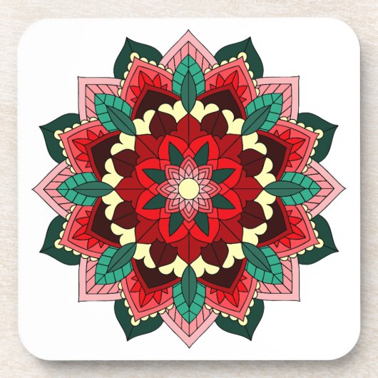 Mandala Muster 02 in rotem Untersetzer (Vorderseite)