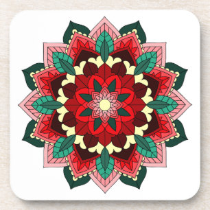 Mandala Muster 02 in rotem Untersetzer