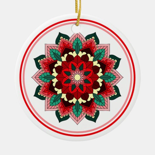 Mandala Muster 02 in roter Keramik Ornament (Vorne)