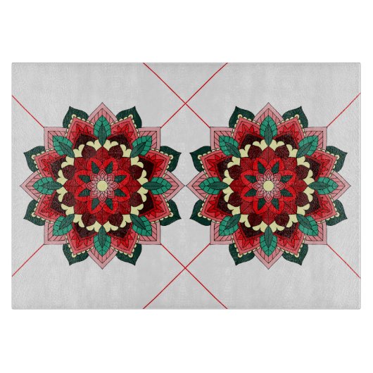 Mandala Muster 02 in roter Schneidebrett (Vorderseite)