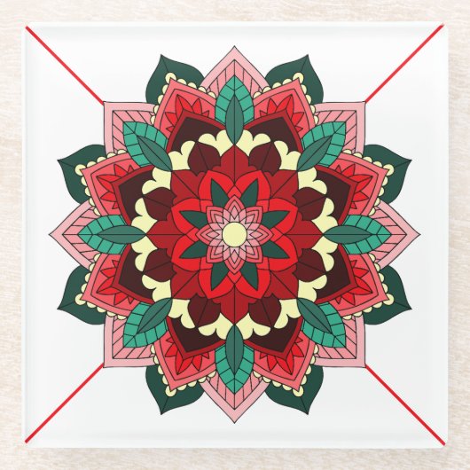 Mandala Muster 02 in Rotglas-Untersetzer Glasuntersetzer (Vorderseite)