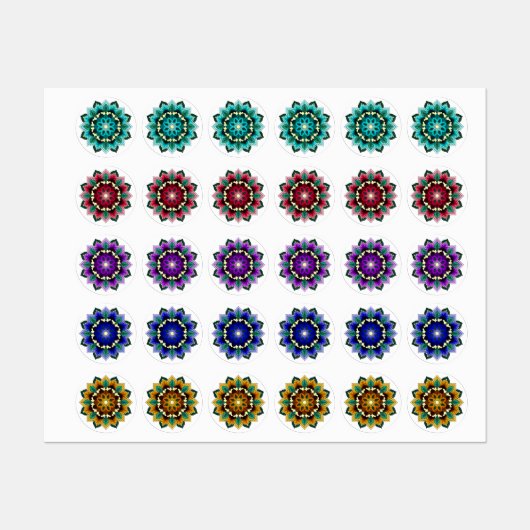 Mandala Muster 02 in tiefrosa Etiketten (Blatt)