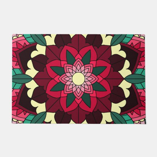 Mandala Muster 02 in tiefrosa Fußmatte (Vorderseite)