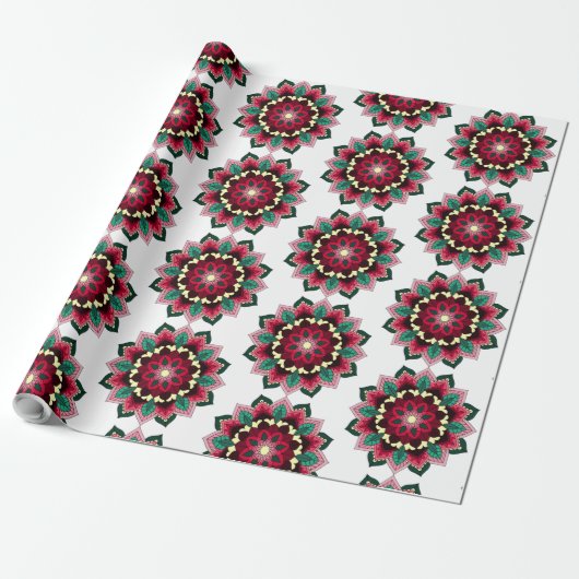 Mandala Muster 02 in tiefrosa Geschenkpapier (Ungerollt)