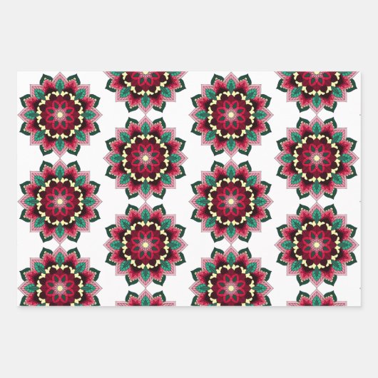 Mandala Muster 02 in tiefrosa Geschenkpapier Set (Vorderseite)