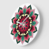 Mandala Muster 02 in tiefrosa Große Wanduhr (Winkel)