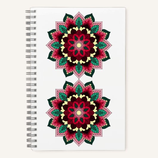Mandala Muster 02 in tiefrosa Notizblock (Vorderseite)