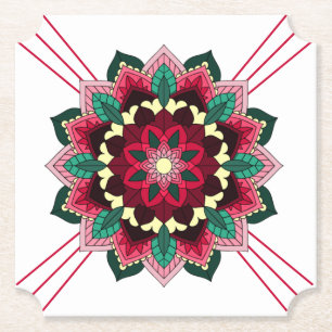 Mandala Muster 02 in tiefrosa Paper Untersetzer