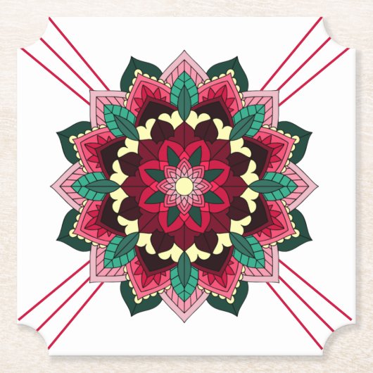 Mandala Muster 02 in tiefrosa Paper Untersetzer (Vorderseite)