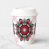 Mandala Muster 02 in tiefrosa Papiertasse Pappbecher (Links)