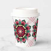Mandala Muster 02 in tiefrosa Papiertasse Pappbecher (Vorderseite)