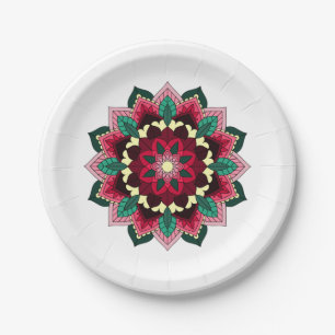 Mandala Muster 02 in tiefrosa Pappteller