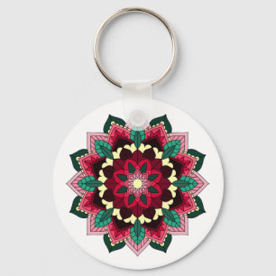 Mandala Muster 02 in tiefrosa Schlüsselanhänger