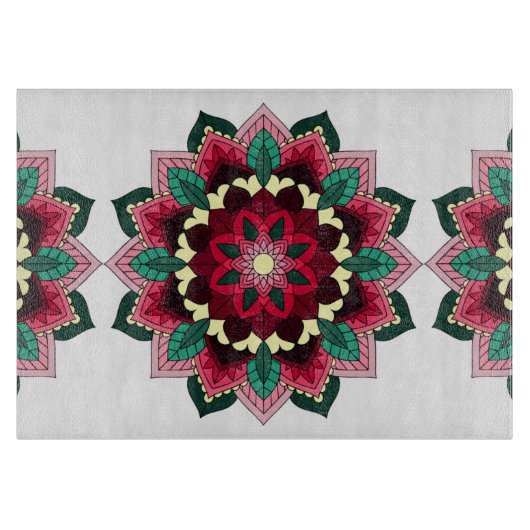 Mandala Muster 02 in tiefrosa Schneidebrett (Vorderseite)