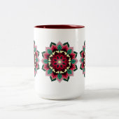 Mandala Muster 02 in tiefrosa Zweifarbige Tasse (Mittel)